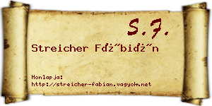 Streicher Fábián névjegykártya